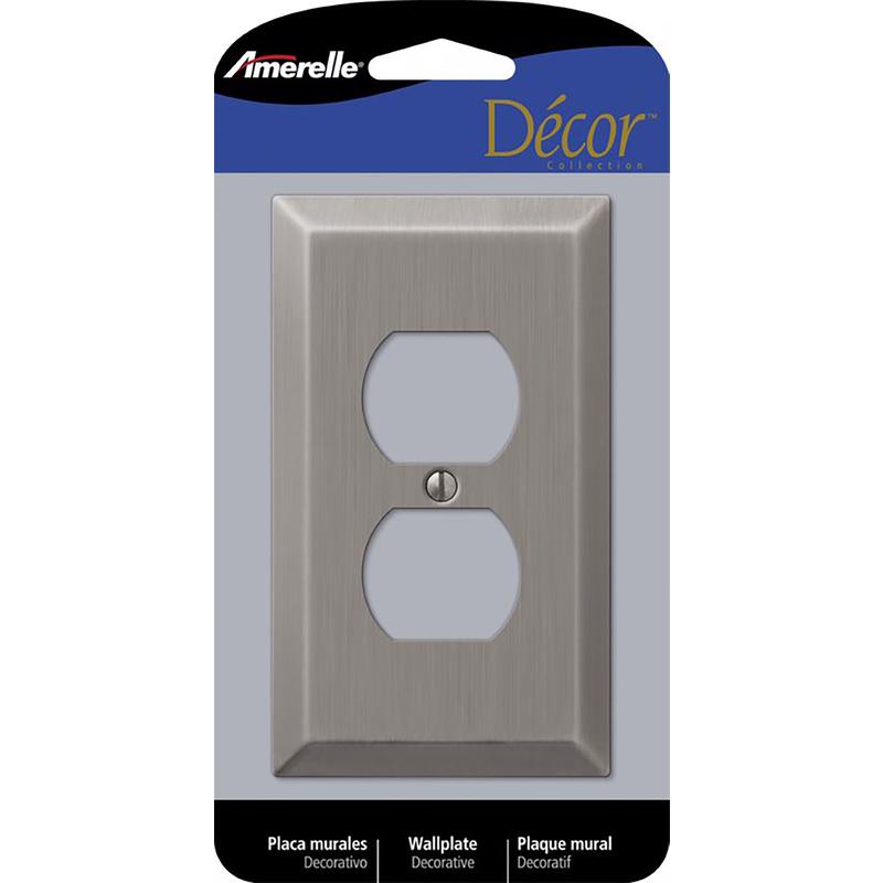 Amerelle Century Antique Nickel 1 gang Stamped Steel Duplex Wall Plate