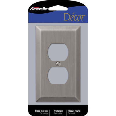 Amerelle Century Antique Nickel 1 gang Stamped Steel Duplex Wall Plate