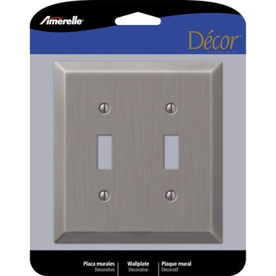 Amerelle Century Antique Nickel 2 gang Stamped Steel Toggle Wall Plate