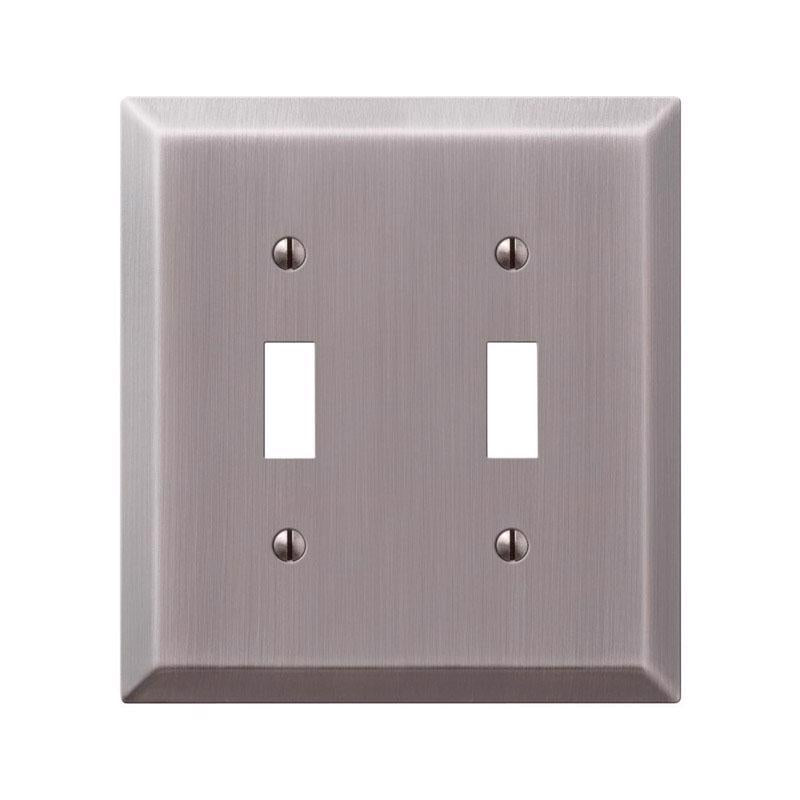 Amerelle Century Antique Nickel 2 gang Stamped Steel Toggle Wall Plate