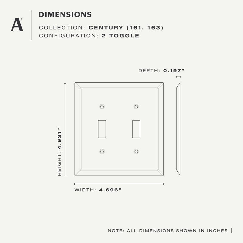 Amerelle Century Antique Nickel 2 gang Stamped Steel Toggle Wall Plate