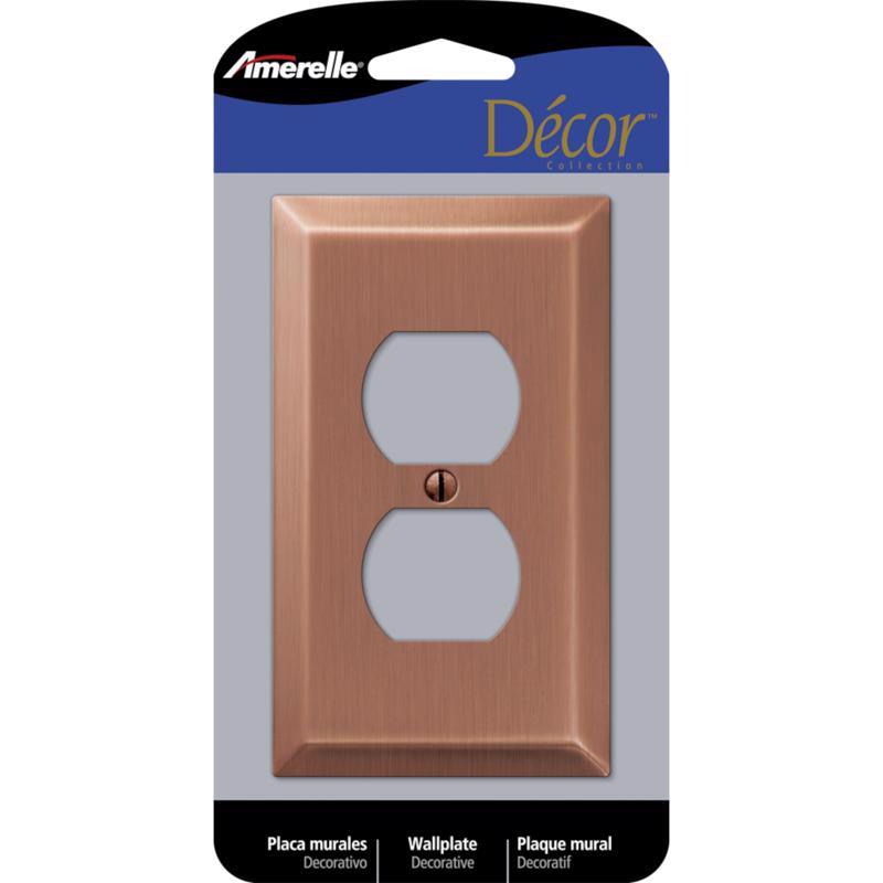 Amerelle Century Antique Copper 1 gang Stamped Steel Duplex Wall Plate