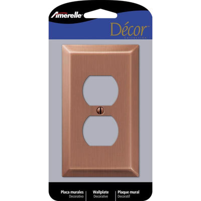Amerelle Century Antique Copper 1 gang Stamped Steel Duplex Wall Plate