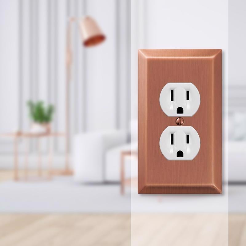 Amerelle Century Antique Copper 1 gang Stamped Steel Duplex Wall Plate