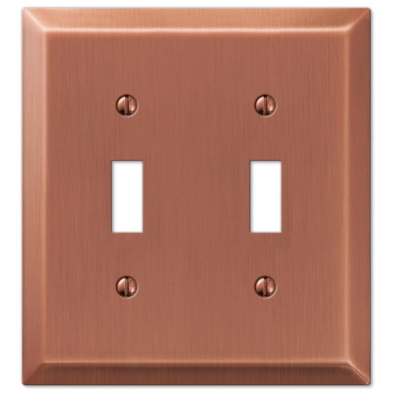 Amerelle Century Antique Copper 2 gang Stamped Steel Toggle Wall Plate
