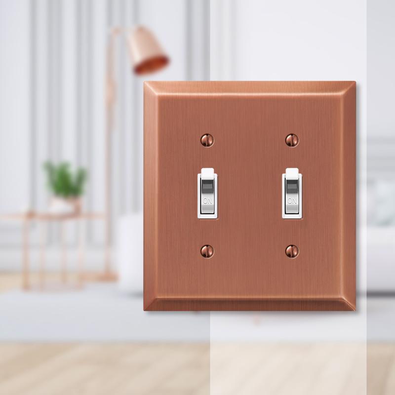 Amerelle Century Antique Copper 2 gang Stamped Steel Toggle Wall Plate