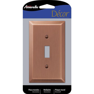 Amerelle Century Antique Copper 1 gang Stamped Steel Toggle Wall Plate