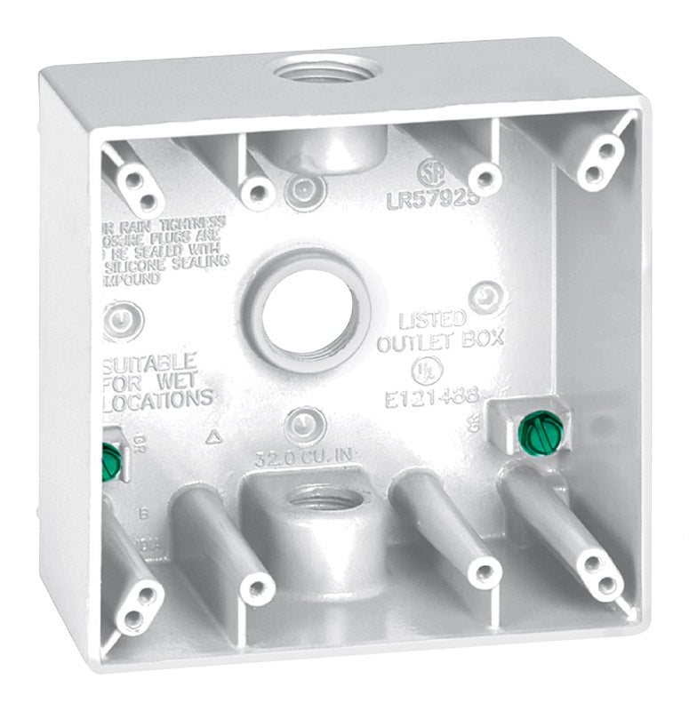 Sigma Electric New Work 31 cu in Square Die-Cast Metal 2 gang Weatherproof Box White