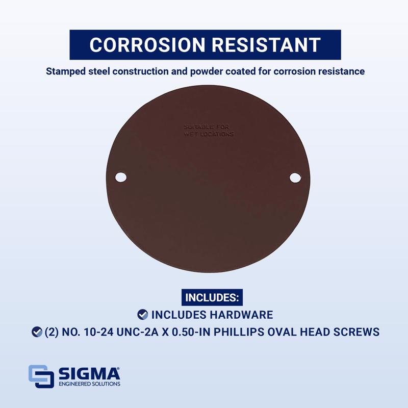 Sigma Electric Round Stamped Steel 4.13 in. H X 4.13 in. W Flat Box Cover