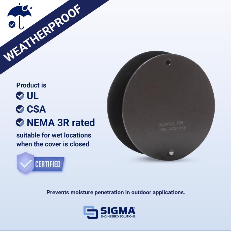 Sigma Electric Round Stamped Steel 4.13 in. H X 4.13 in. W Flat Box Cover
