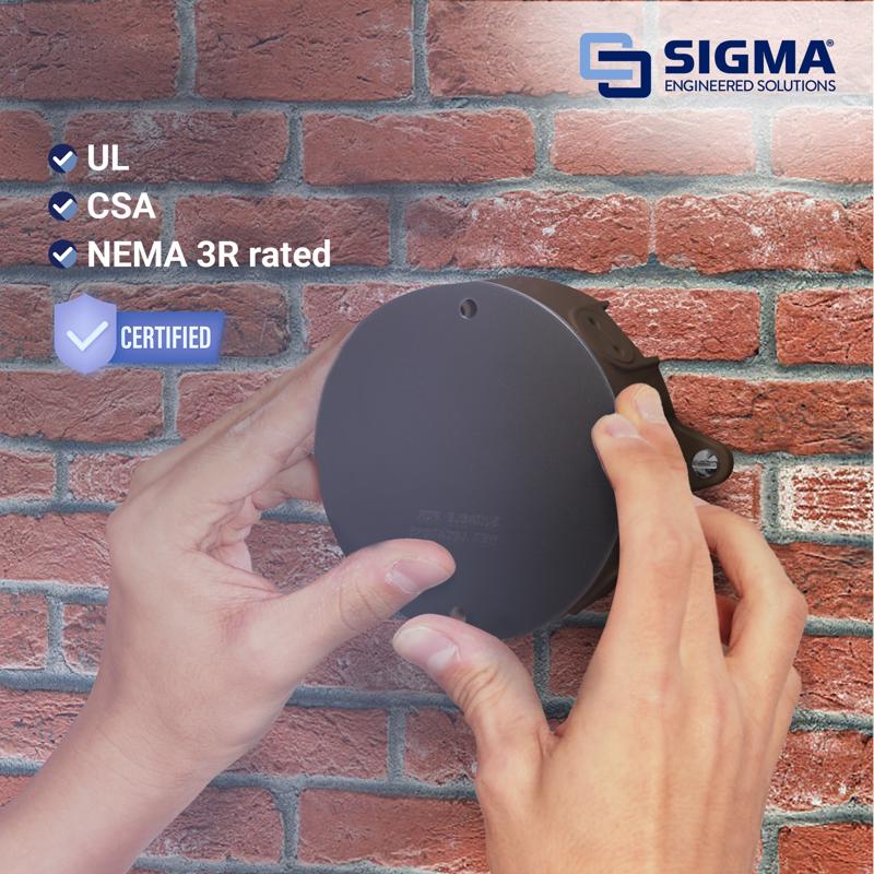 Sigma Electric Round Stamped Steel 4.13 in. H X 4.13 in. W Flat Box Cover