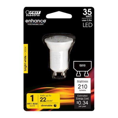 Feit MR11 GU10 LED Bulb Warm White 25 Watt Equivalence