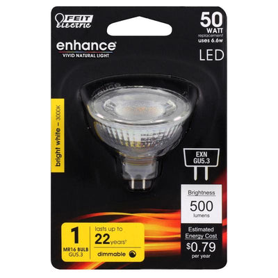 Feit MR16 GU5.3 LED Bulb Bright White 50 Watt Equivalence