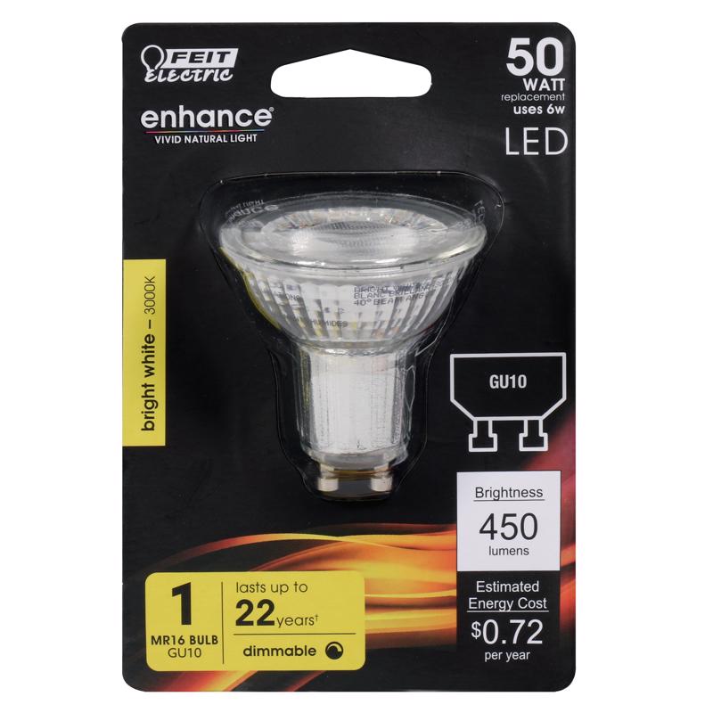 Feit MR16 GU10 LED Bulb Bright White 50 Watt Equivalence