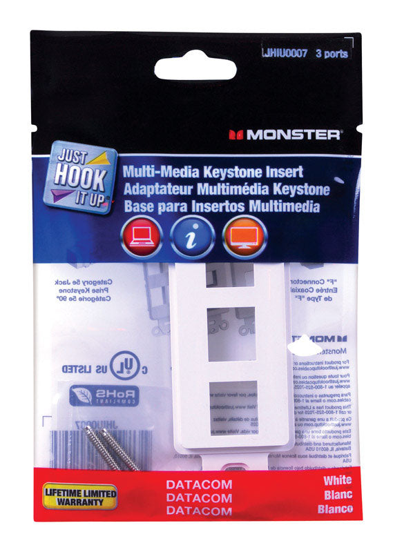 Monster Just Hook It Up White 3 gang Plastic Keystone Wall Plate