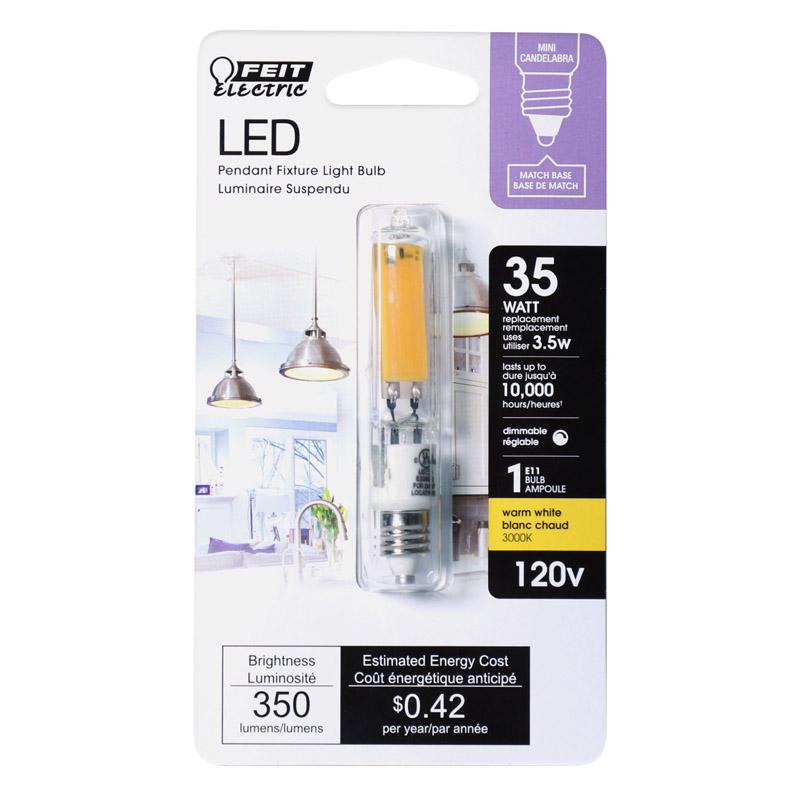 Feit T4 E11 LED Bulb Warm White 35 Watt Equivalence