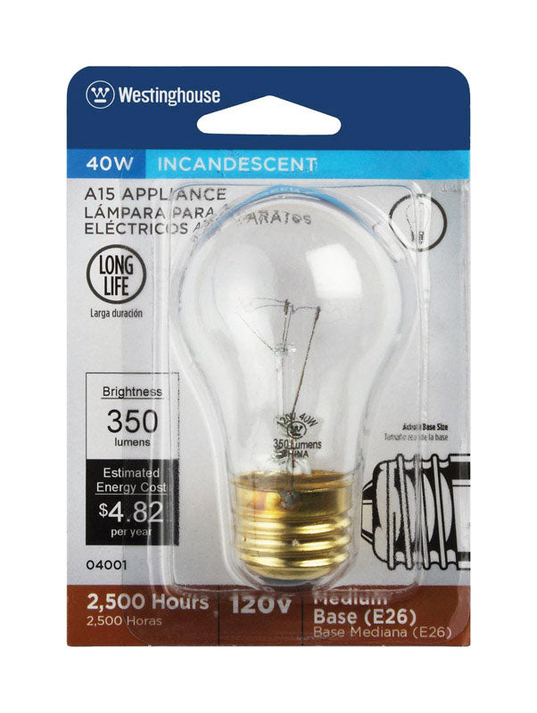 Westinghouse 40 W A15 Appliance Incandescent Bulb E26 (Medium) Warm White