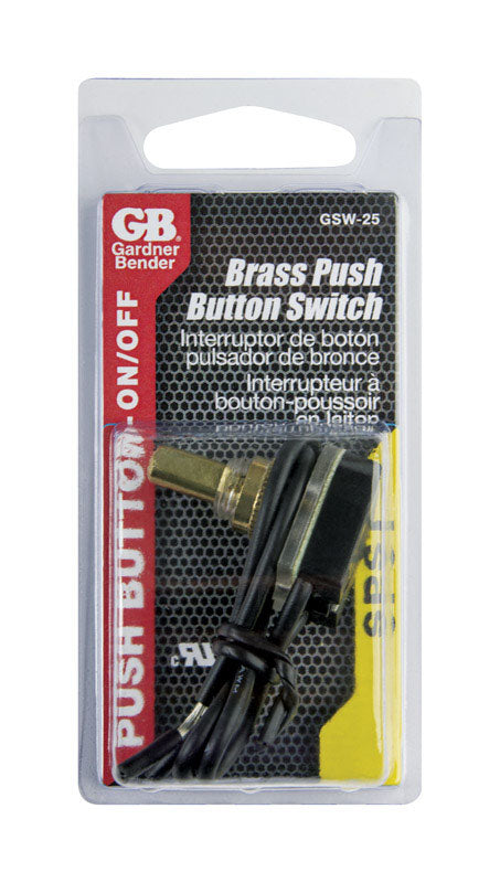 Gardner Bender 6 amps Single Pole Push Button Switch Brass