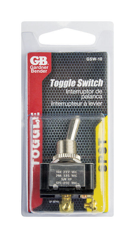 Gardner Bender 20 amps Single Pole Toggle Switch Black/Silver