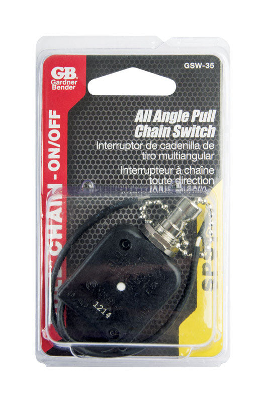 Gardner Bender 6 amps Pull Chain Switch Black/Silver