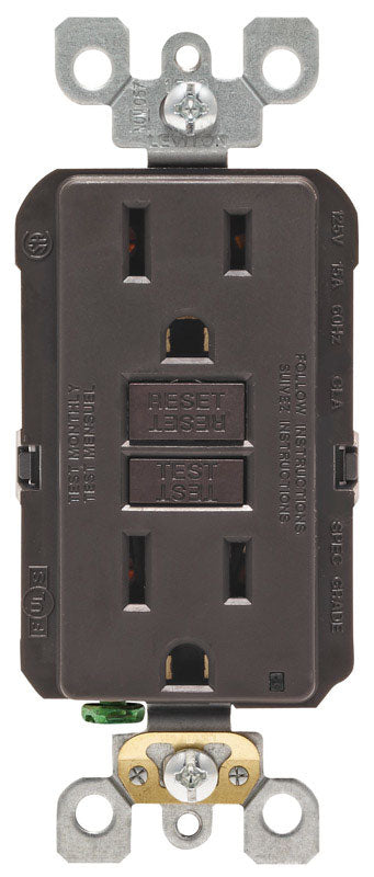 Leviton SmartlockPro 15 amps 125 V Duplex Brown GFCI Outlet 5-15R
