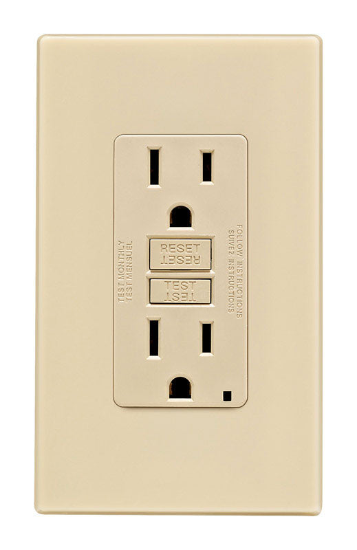Leviton SmartlockPro 15 amps 125 V Duplex Ivory GFCI Outlet 5-15R