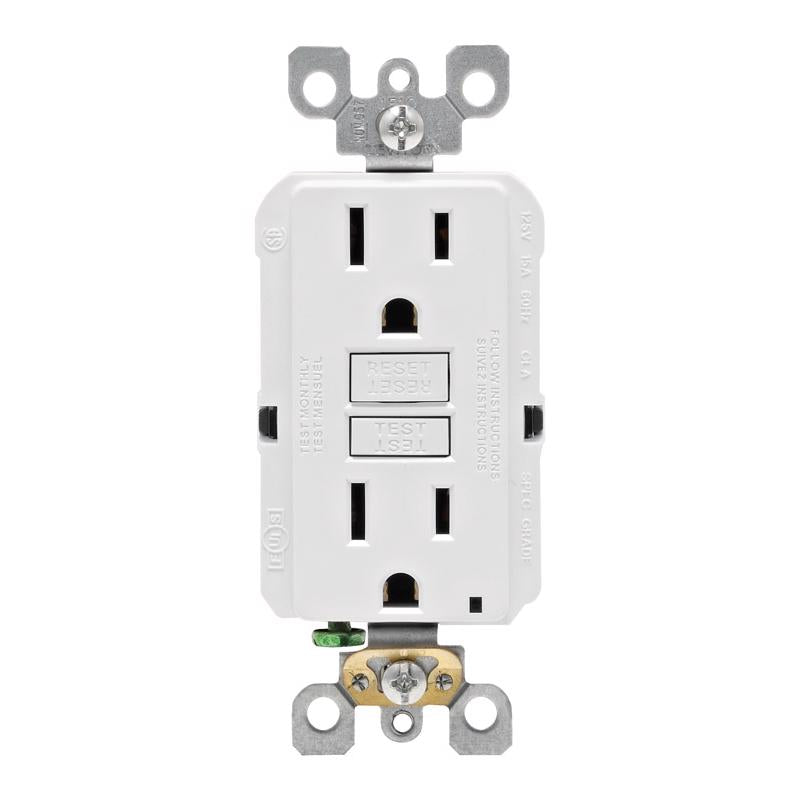 Leviton SmartlockPro 15 amps 125 V Duplex White GFCI Outlet 5-15R