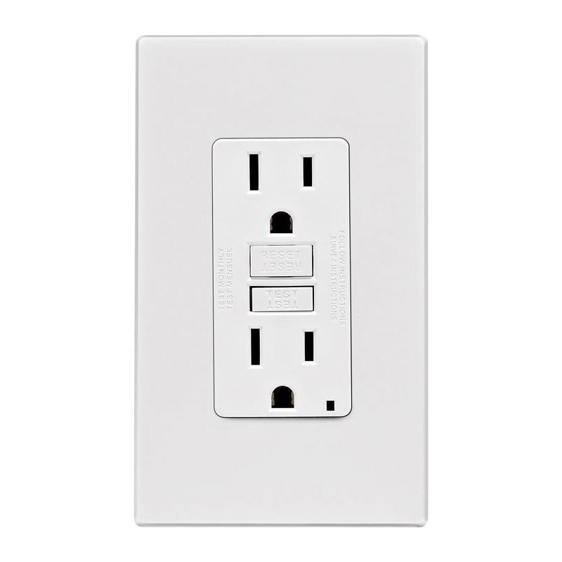 Leviton SmartlockPro 15 amps 125 V Duplex White GFCI Outlet 5-15R