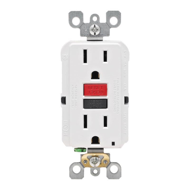Leviton SmartlockPro 15 amps 125 V Duplex White GFCI Outlet 5-15R