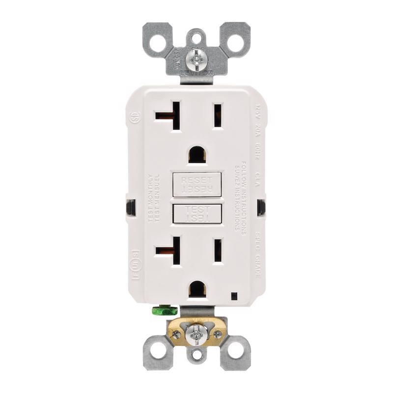 Leviton SmartlockPro 20 amps 125 V Duplex White GFCI Outlet 5-20R