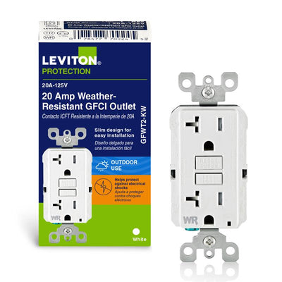 Leviton SmartlockPro 20 amps 125 V Duplex White GFCI Outlet 5-20R