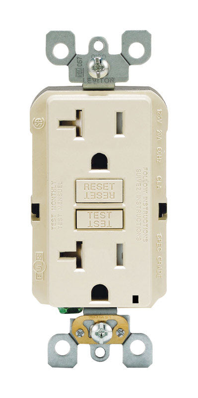 Leviton SmartlockPro 20 amps 125 V Duplex Light Almond GFCI Outlet 5-20R