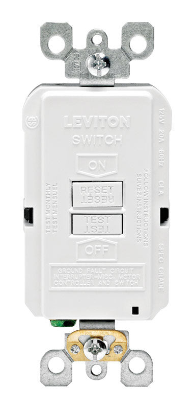 Leviton SmartlockPro 20 amps 125 V Duplex White GFCI Outlet 5-20R