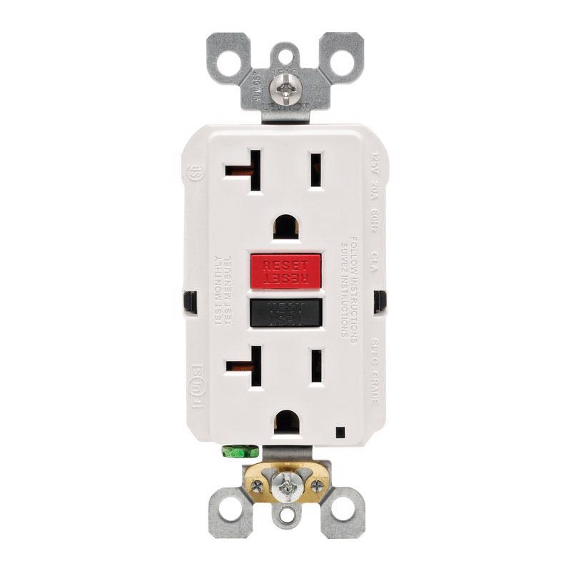Leviton SmartlockPro 20 amps 125 V Duplex White GFCI Outlet 5-20R