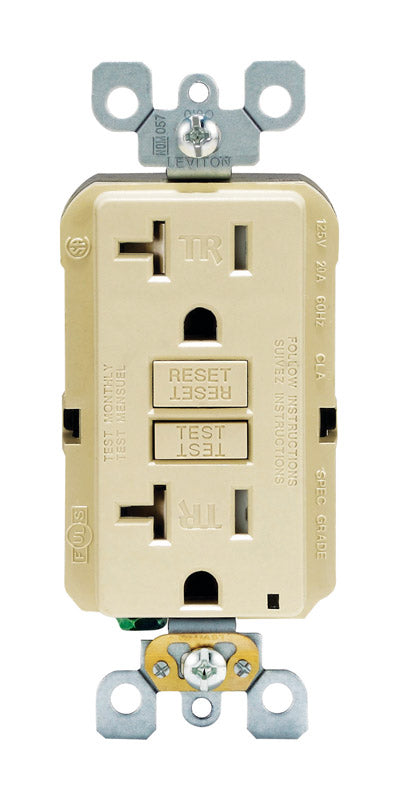 Leviton SmartlockPro 20 amps 125 V Duplex Ivory GFCI Outlet 5-20R