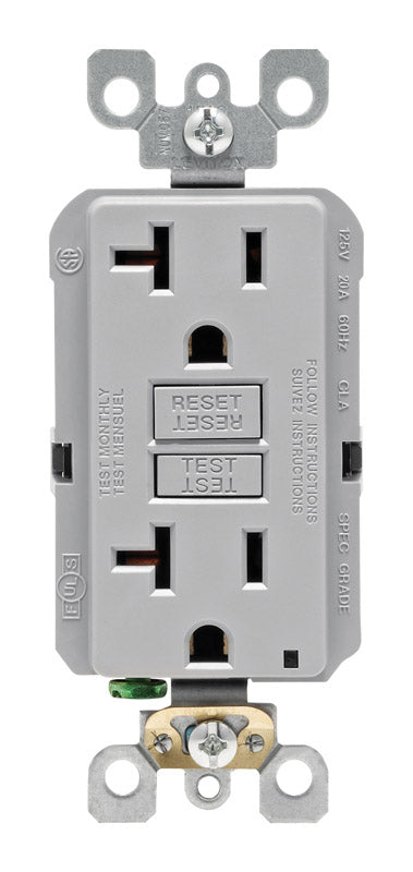 Leviton 20 amps 125 V Gray GFCI Outlet 5-20R