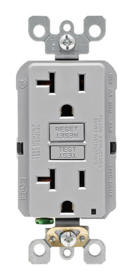 Leviton 20 amps 125 V Gray GFCI Outlet 5-20R