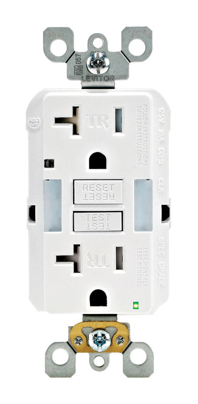 Leviton SmartlockPro 20 amps 125 V Duplex White GFCI Outlet 5-20R