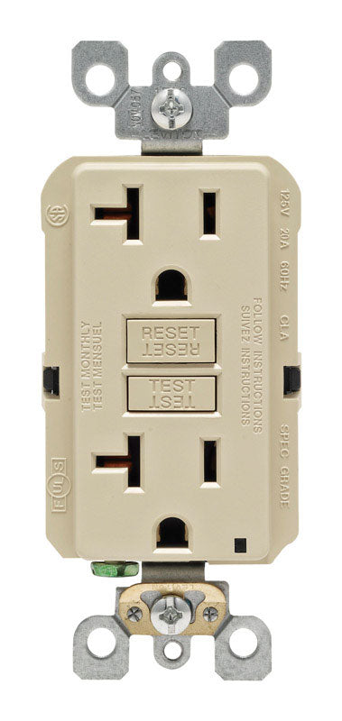 Leviton SmartlockPro 20 amps 125 V Duplex Ivory GFCI Outlet 5-20R