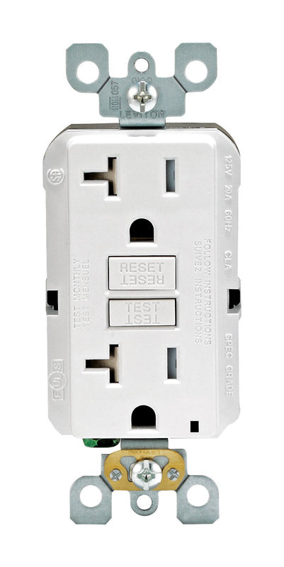 Leviton 20 amps 125 V Duplex White GFCI Outlet 5-20R