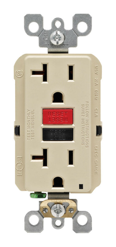 Leviton SmartlockPro 20 amps 125 V Duplex Ivory GFCI Outlet 5-20R