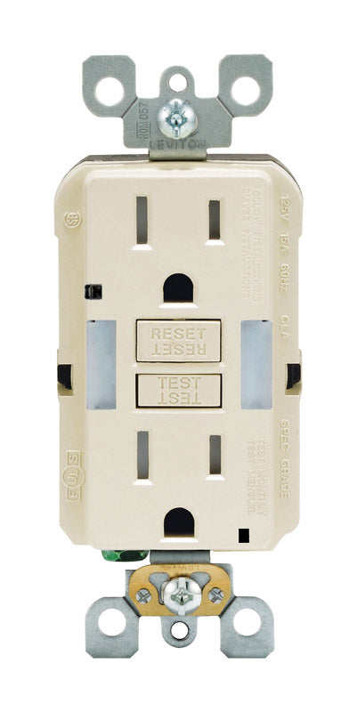Leviton 15 amps 125 V Duplex Light Almond GFCI Outlet 5-15R