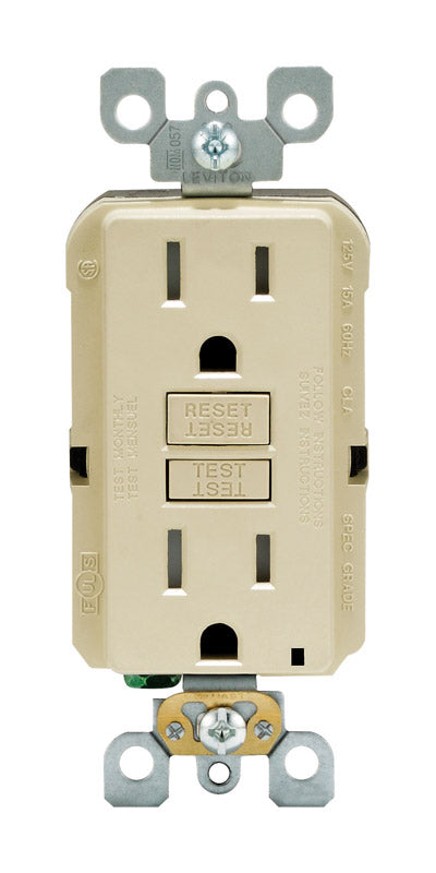 Leviton SmartlockPro 15 amps 125 V Duplex Ivory GFCI Outlet 5-15R