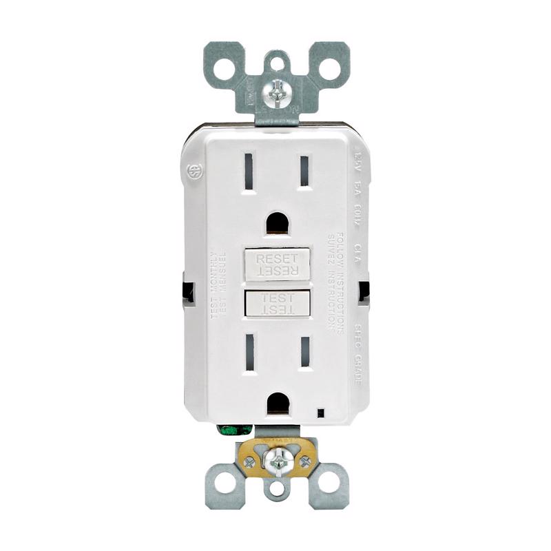 Leviton SmartlockPro 15 amps 125 V Duplex White GFCI Outlet 5-15R