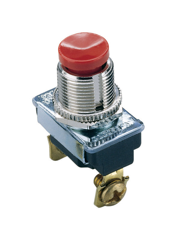 Gardner Bender 3 amps Push Button Momentary Switch Red/Silver