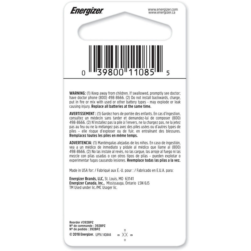Energizer Silver Oxide 384/392 1.5 V 0.04 mAh Electronic/Thermometer/Watch Battery