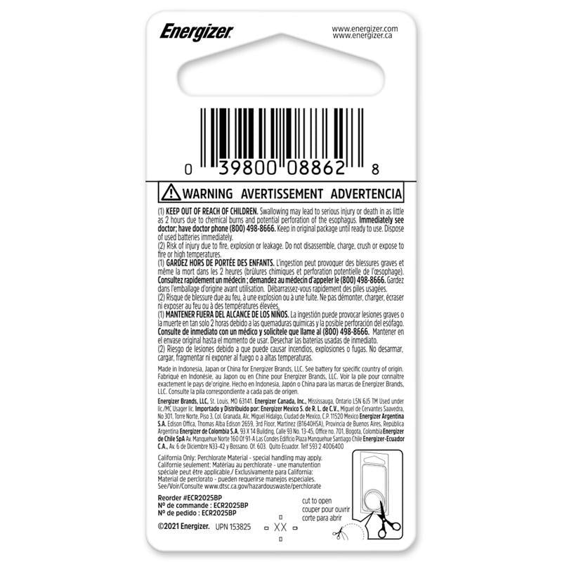 Energizer Lithium 2025 3 V Keyless Entry Battery