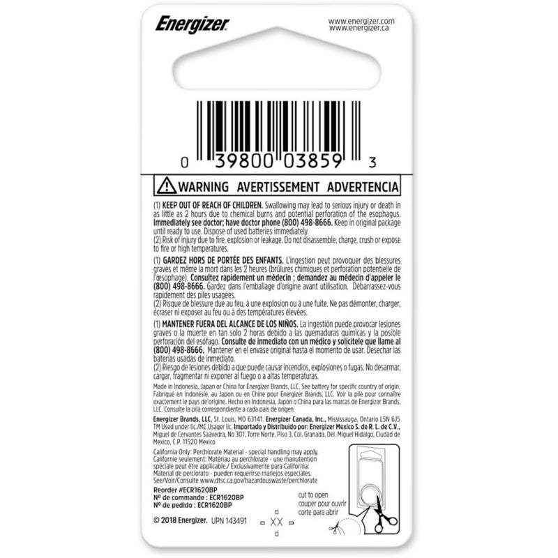 Energizer Lithium 1620 3 V Keyless Entry Battery