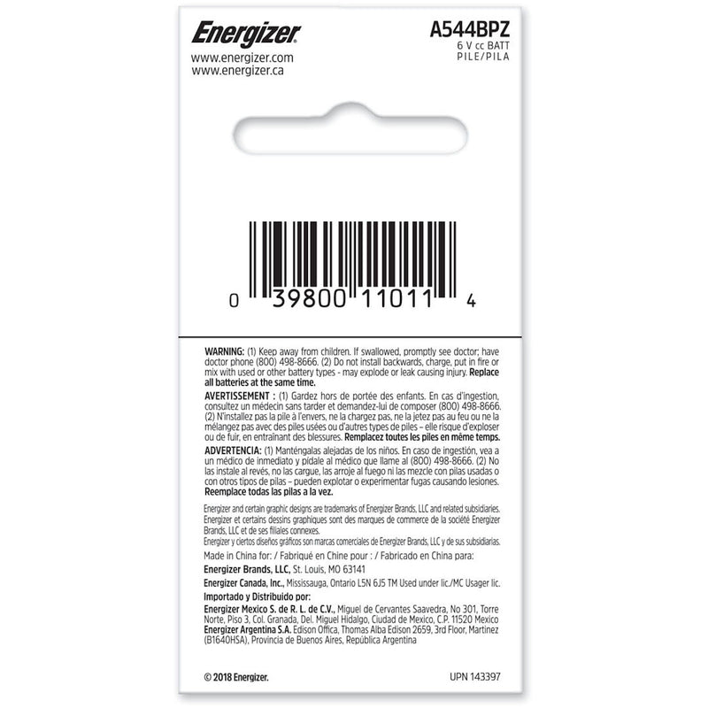 Energizer Alkaline A544 6 V Electronics Battery