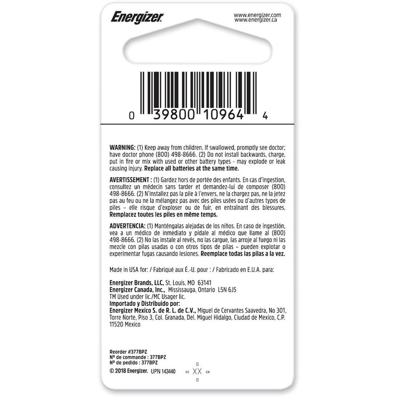 Energizer Silver Oxide 377 1.55 V 0.02 mAh Electronic/Watch Battery
